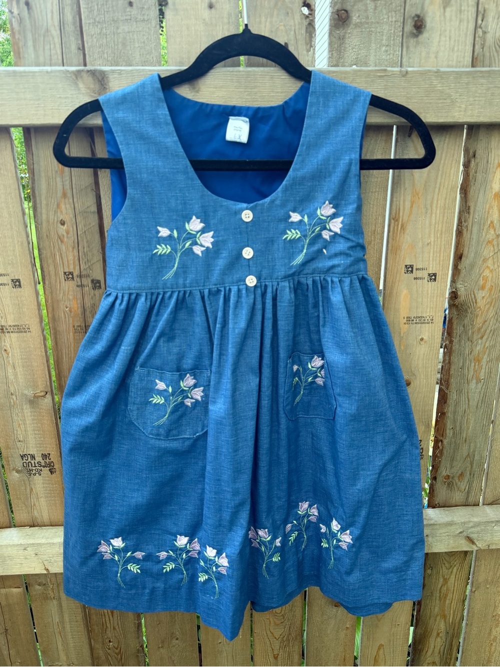 Blue Embroidered Sleeveless Kids Dress